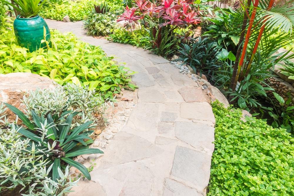 Stone path way for walk in the beautiful garden